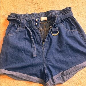Cotton On Blue High-Waisted Denim Shorts